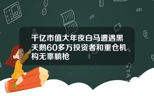 千亿市值大年夜白马遭遇黑天鹅60多万投资者和重仓机构无辜躺枪