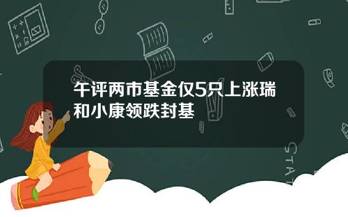 午评两市基金仅5只上涨瑞和小康领跌封基