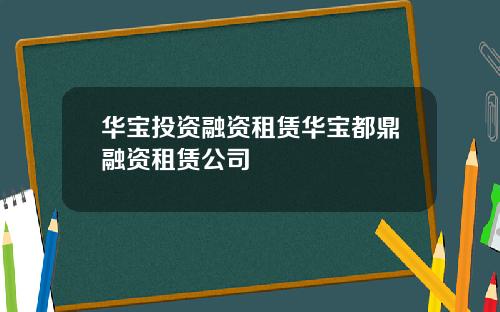 华宝投资融资租赁华宝都鼎融资租赁公司