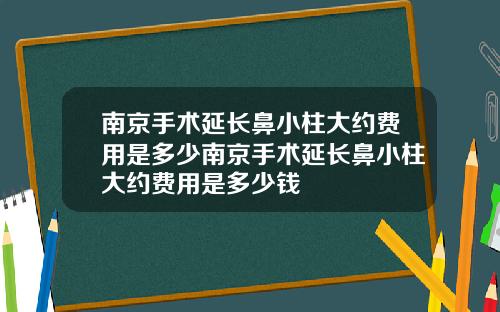 南京手术延长鼻小柱大约费用是多少南京手术延长鼻小柱大约费用是多少钱