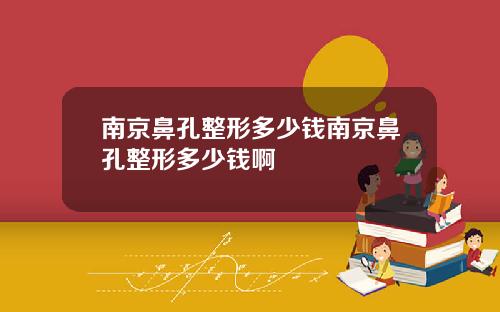 南京鼻孔整形多少钱南京鼻孔整形多少钱啊