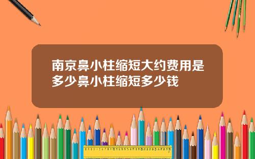 南京鼻小柱缩短大约费用是多少鼻小柱缩短多少钱