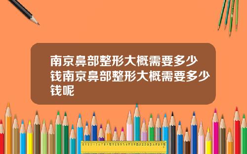 南京鼻部整形大概需要多少钱南京鼻部整形大概需要多少钱呢