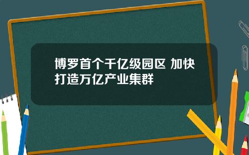 博罗首个千亿级园区 加快打造万亿产业集群