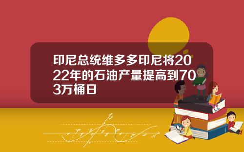 印尼总统维多多印尼将2022年的石油产量提高到703万桶日
