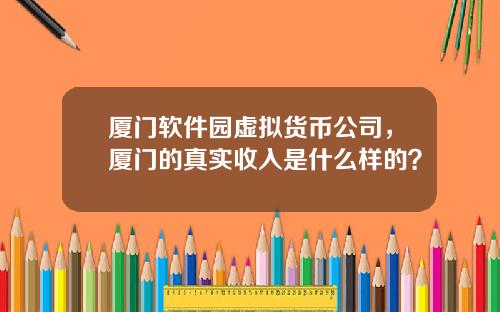 厦门软件园虚拟货币公司，厦门的真实收入是什么样的？