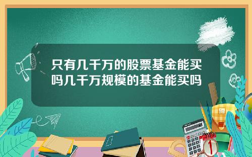 只有几千万的股票基金能买吗几千万规模的基金能买吗