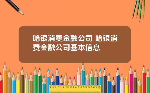 哈银消费金融公司 哈银消费金融公司基本信息
