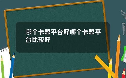 哪个卡盟平台好哪个卡盟平台比较好