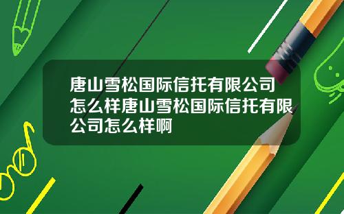唐山雪松国际信托有限公司怎么样唐山雪松国际信托有限公司怎么样啊