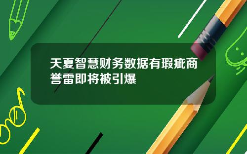 天夏智慧财务数据有瑕疵商誉雷即将被引爆