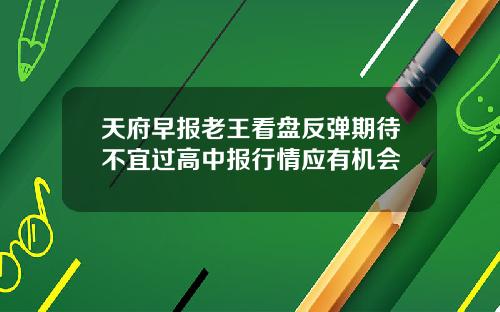 天府早报老王看盘反弹期待不宜过高中报行情应有机会