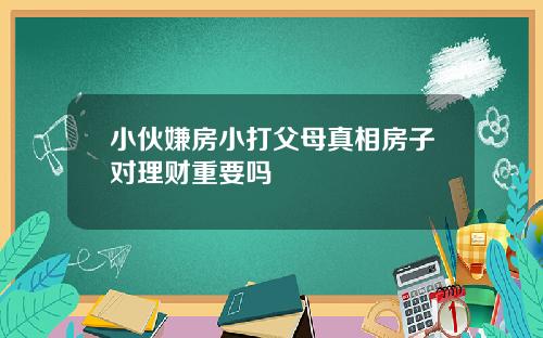 小伙嫌房小打父母真相房子对理财重要吗