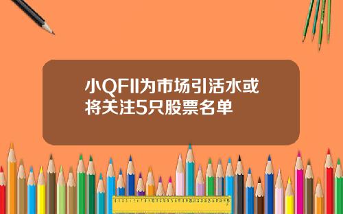 小QFII为市场引活水或将关注5只股票名单