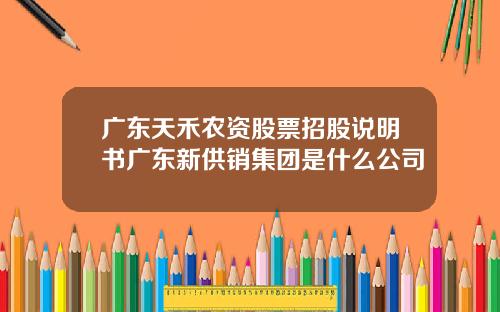 广东天禾农资股票招股说明书广东新供销集团是什么公司