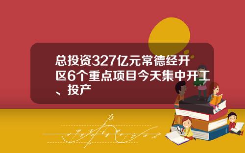 总投资327亿元常德经开区6个重点项目今天集中开工、投产
