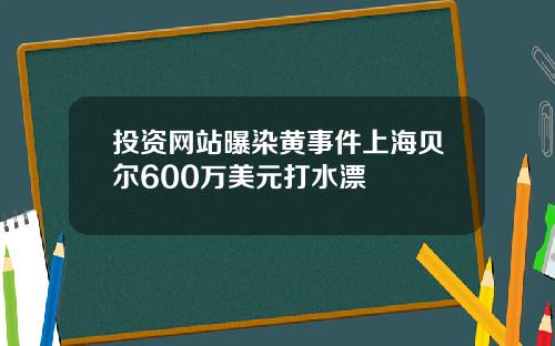 投资网站曝染黄事件上海贝尔600万美元打水漂