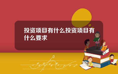投资项目有什么投资项目有什么要求