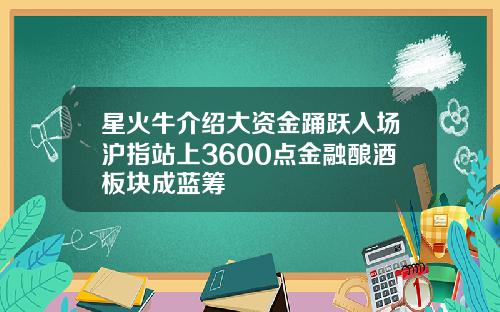 星火牛介绍大资金踊跃入场沪指站上3600点金融酿酒板块成蓝筹