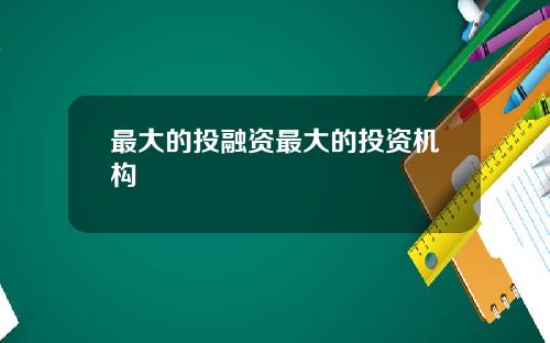 最大的投融资最大的投资机构