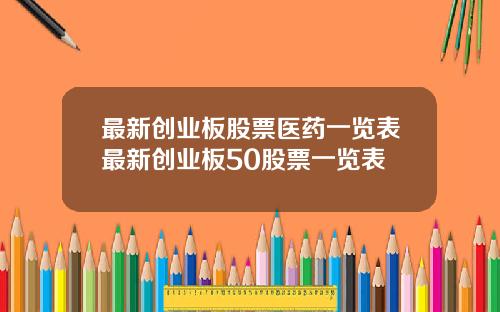 最新创业板股票医药一览表最新创业板50股票一览表
