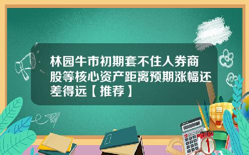 林园牛市初期套不住人券商股等核心资产距离预期涨幅还差得远【推荐】