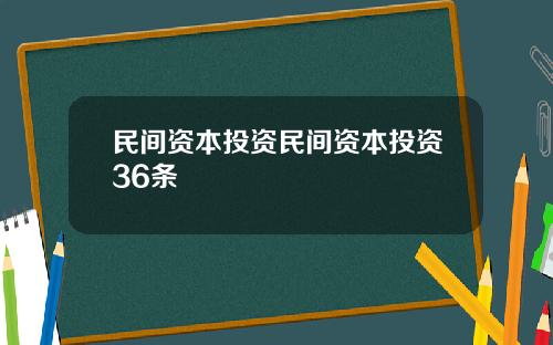 民间资本投资民间资本投资36条