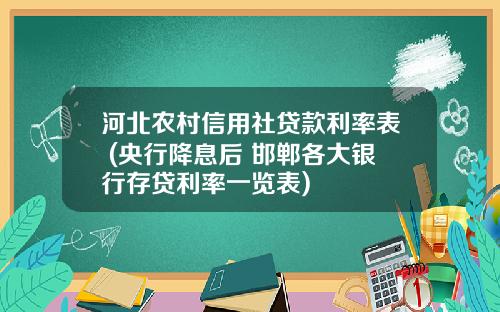 河北农村信用社贷款利率表 (央行降息后 邯郸各大银行存贷利率一览表)