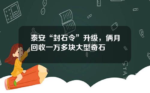 泰安“封石令”升级，俩月回收一万多块大型奇石