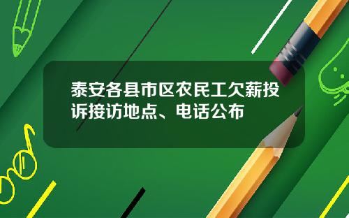 泰安各县市区农民工欠薪投诉接访地点、电话公布