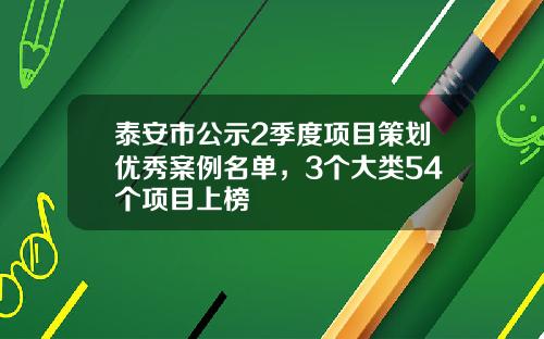 泰安市公示2季度项目策划优秀案例名单，3个大类54个项目上榜