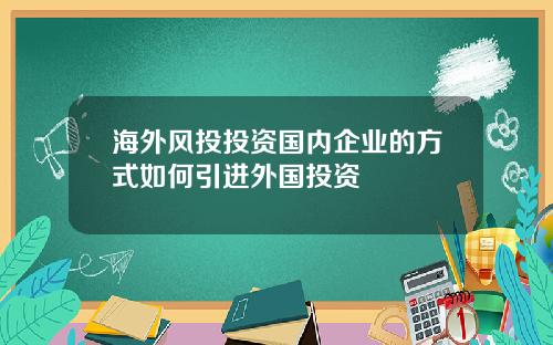 海外风投投资国内企业的方式如何引进外国投资