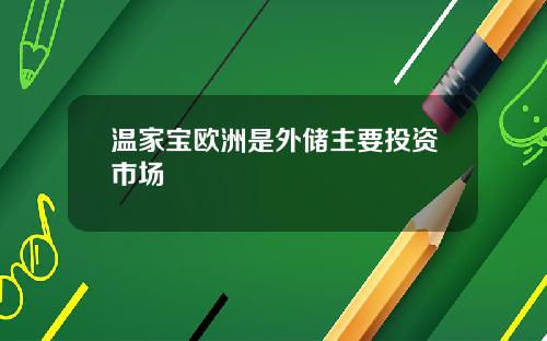 温家宝欧洲是外储主要投资市场