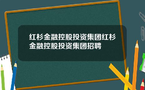 红杉金融控股投资集团红杉金融控股投资集团招聘