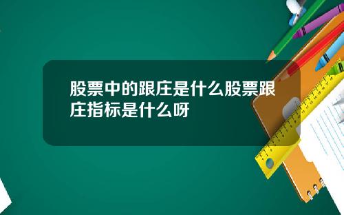 股票中的跟庄是什么股票跟庄指标是什么呀