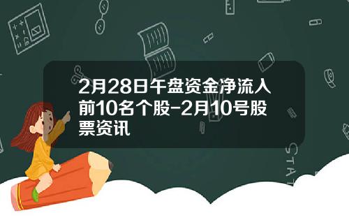 2月28日午盘资金净流入前10名个股-2月10号股票资讯