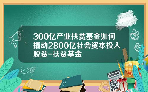 300亿产业扶贫基金如何撬动2800亿社会资本投入脱贫-扶贫基金