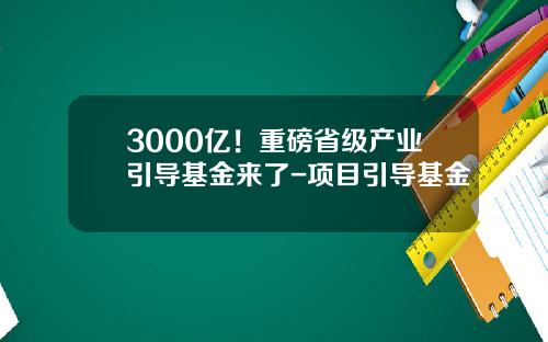 3000亿！重磅省级产业引导基金来了-项目引导基金