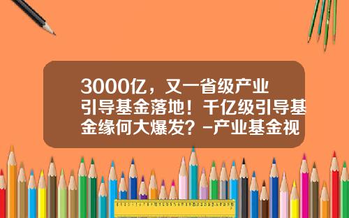 3000亿，又一省级产业引导基金落地！千亿级引导基金缘何大爆发？-产业基金视频