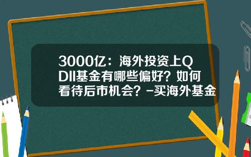 3000亿：海外投资上QDII基金有哪些偏好？如何看待后市机会？-买海外基金