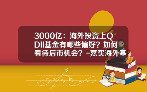 3000亿：海外投资上QDII基金有哪些偏好？如何看待后市机会？-嘉买海外基金