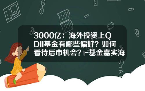 3000亿：海外投资上QDII基金有哪些偏好？如何看待后市机会？-基金嘉实海外