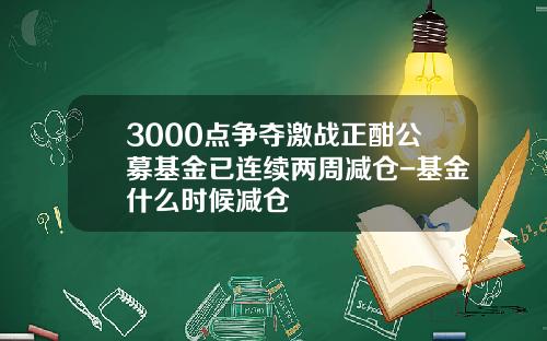3000点争夺激战正酣公募基金已连续两周减仓-基金什么时候减仓
