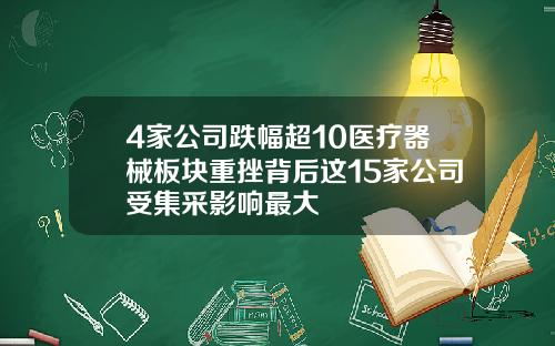 4家公司跌幅超10医疗器械板块重挫背后这15家公司受集采影响最大