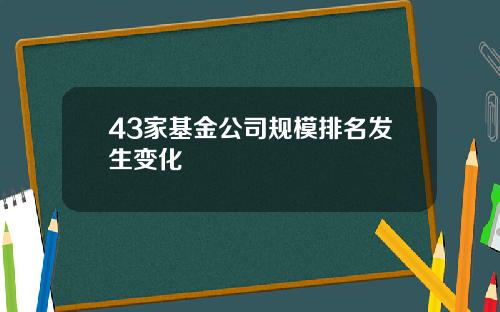 43家基金公司规模排名发生变化