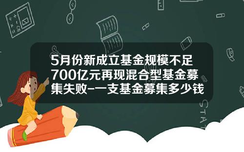5月份新成立基金规模不足700亿元再现混合型基金募集失败-一支基金募集多少钱
