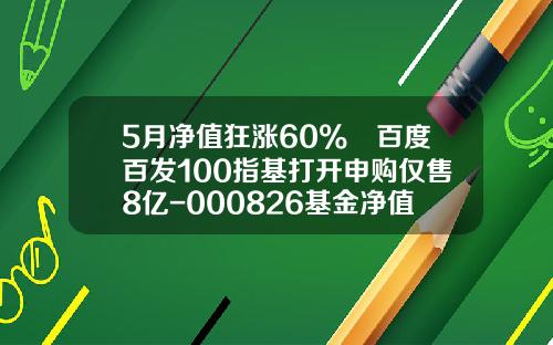 5月净值狂涨60% 百度百发100指基打开申购仅售8亿-000826基金净值