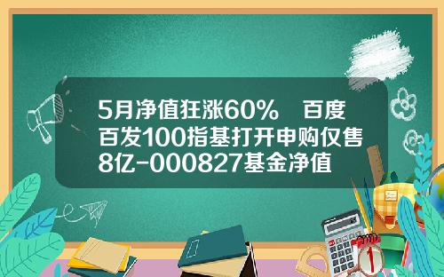 5月净值狂涨60% 百度百发100指基打开申购仅售8亿-000827基金净值查询
