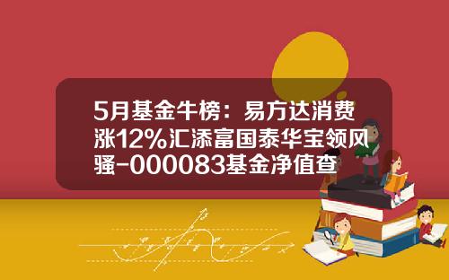 5月基金牛榜：易方达消费涨12%汇添富国泰华宝领风骚-000083基金净值查询