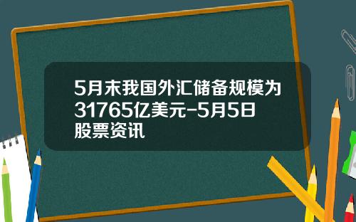 5月末我国外汇储备规模为31765亿美元-5月5日股票资讯
